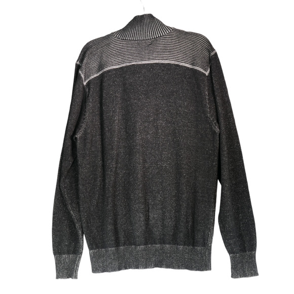 Carbon Knit Sweater Mens XXL Heathered Gray Ribbed Mock Neck 1/4 Zip Slim Fit - Picture 5 of 8
